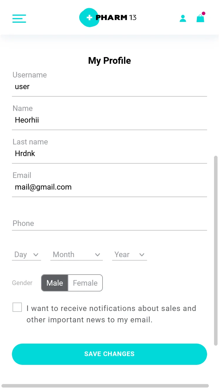 Pharm13 user account